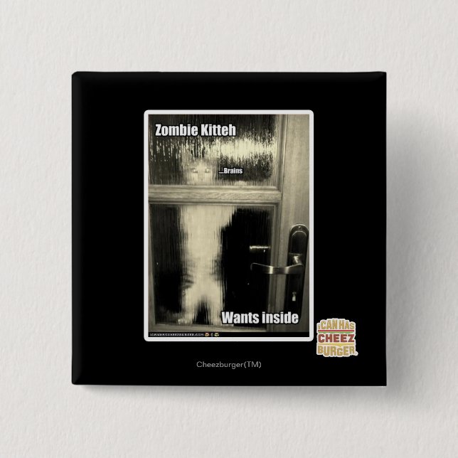 Badge Carré 5 Cm Zombi Kitteh (Devant)