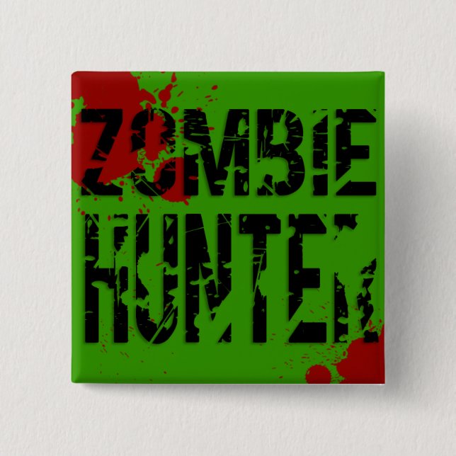 Badge Carré 5 Cm Zombie Hunter (Devant)