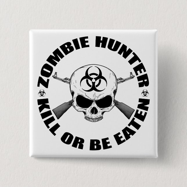 Badge Carré 5 Cm Zombie Hunter 2 (Devant)