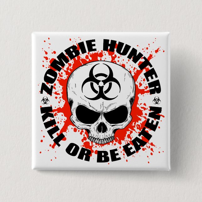 Badge Carré 5 Cm Zombie Hunter 3 (Devant)