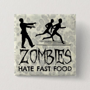 Badge Carré 5 Cm Zombies Hait Fast Food