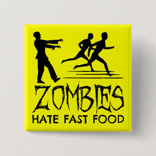 Badge Carré 5 Cm Zombies Hait Fast Food
