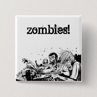Badge Carré 5 Cm Zombis avec des armes à feu