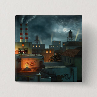 Badge Carré 5 Cm Zone Industrielle - nuit