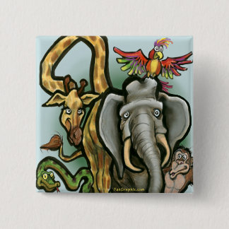 Badge Carré 5 Cm Zoo Animaux