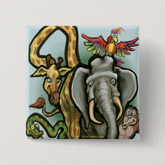 Badge Carré 5 Cm Zoo Animaux (Devant)