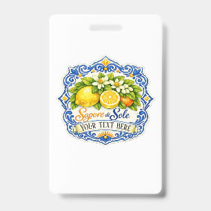 Badge Carreau Méditerranéen Citron –  Art à l'aquarelle 