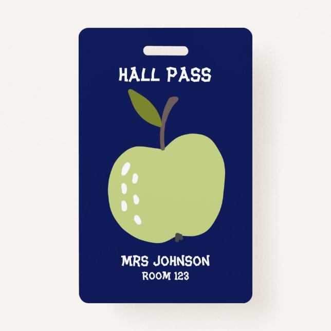 Badge Carte bleue personnalisée Apple Hall Pass (Devant)