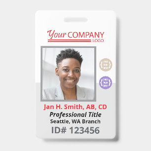 Badge Carte d'accès avec photo et code-barres pour emplo