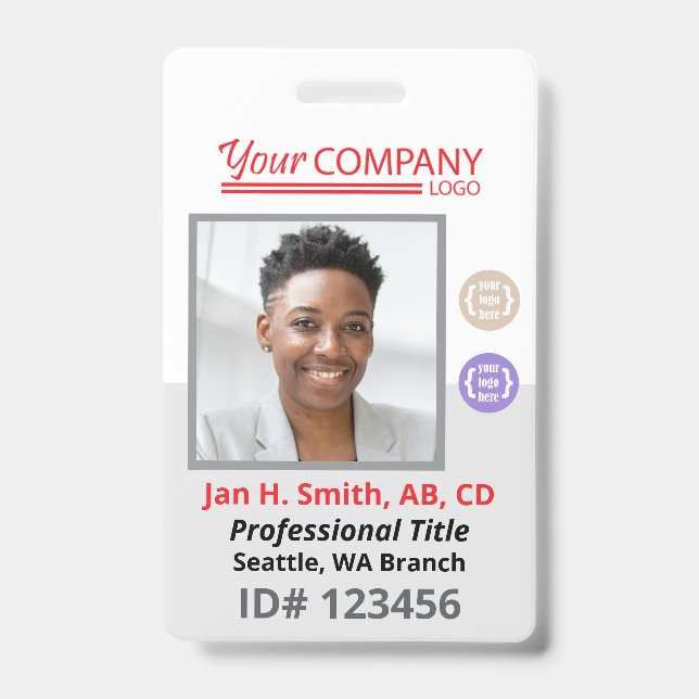 Badge Carte d'accès avec photo et code-barres pour emplo (Avant)