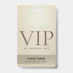 BADGE CARTE D'ACCÈS ÉLÉGANT ARGENT OR PÂLE VIP