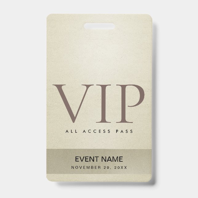 BADGE CARTE D'ACCÈS ÉLÉGANT ARGENT OR PÂLE VIP (Avant)