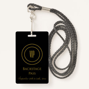 Badge Carte d'accès VIP Black and Gold Stylé