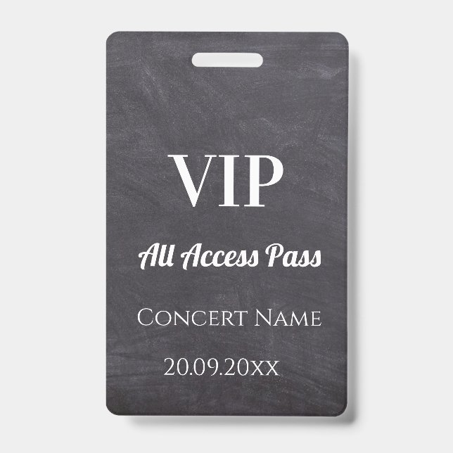 Badge Carte d'accès VIP personnalisée avec nom et date s (Avant)