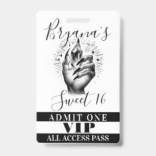 Badge Carte d'accès VIP pour l'anniversaire de Crystal a