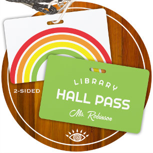 Badge carte de bibliothèque arc-en-ciel pour la salle de