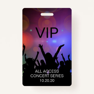 Badge Carte de concert moderne personnalisée VIP All Acc