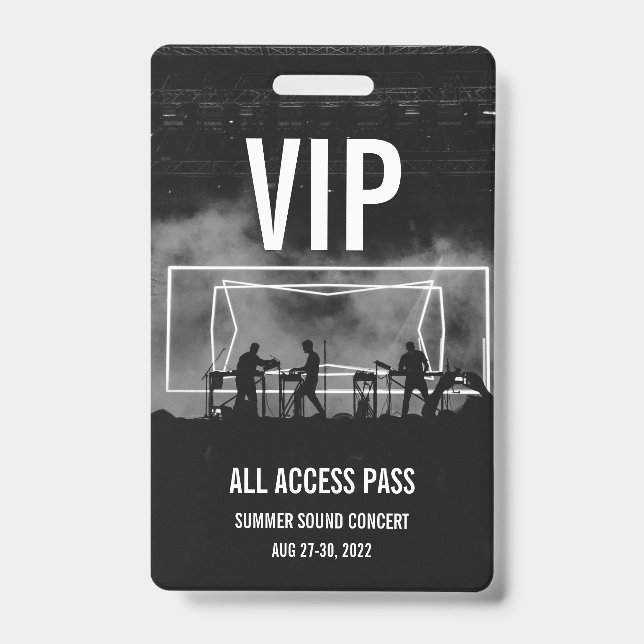 Badge Carte de concert personnalisée VIP All Access Pass (Front)