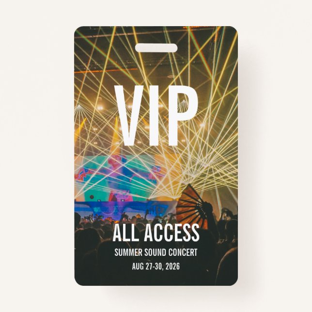 Badge Carte de concert personnalisée VIP All Access Pass (Devant)