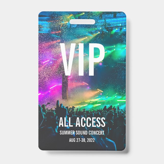 Badge Carte de concert personnalisée VIP All Access Pass (Face)