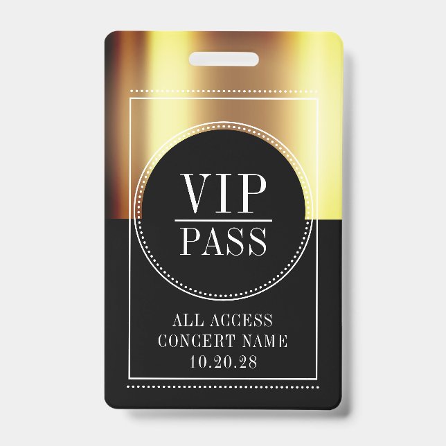 Badge Carte de concert personnalisée VIP All Access Pass (Face)