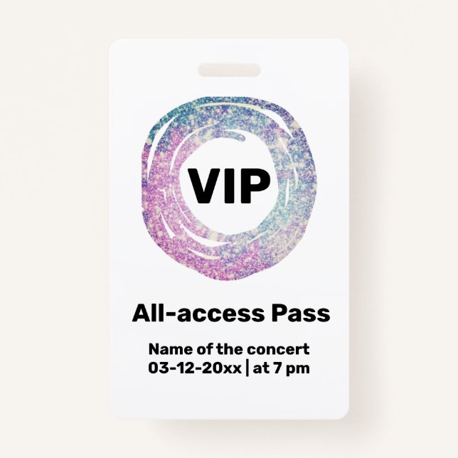 Badge carte de concert vip all access pass personnalisée (Devant)