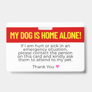Badge Carte de contact d'urgence pour mon chien à la mai