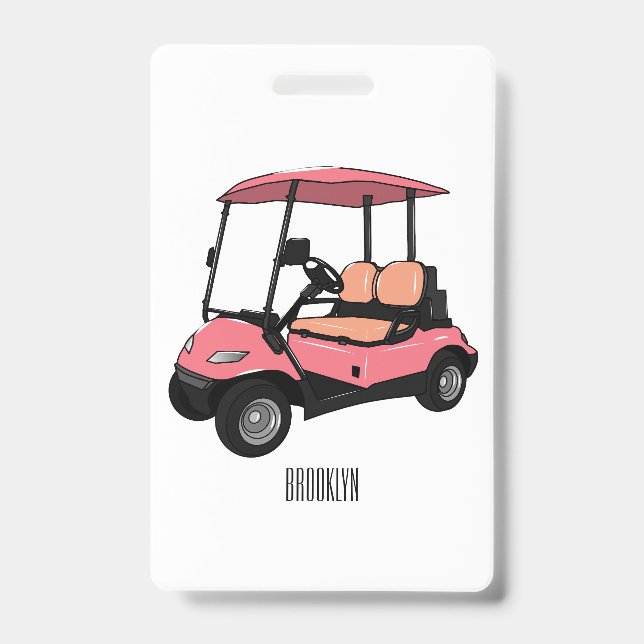 Badge Carte de golf / dessin animé en voiturette de golf (Face)
