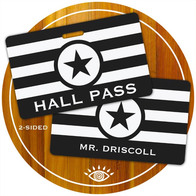 Badge Carte de libre passage Striped Chic pour les ensei (Créateur téléchargé)