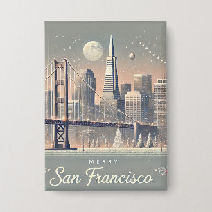 Badge Carte de Noël de San Francisco Pont Golden Gate