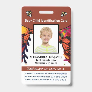 Badge Carte de nom de bébé enfant photo ID Identificatio