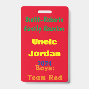 Badge Carte de nom de réunion de famille 