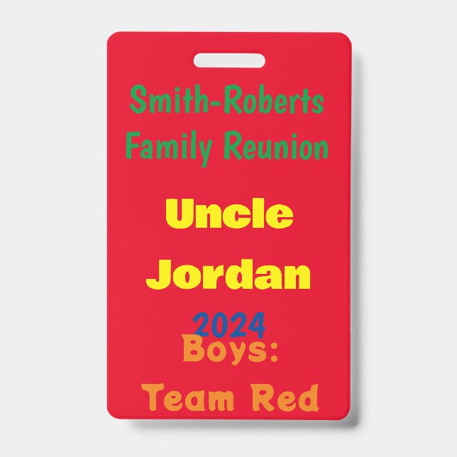 Badge Carte de nom de réunion de famille  (Avant)