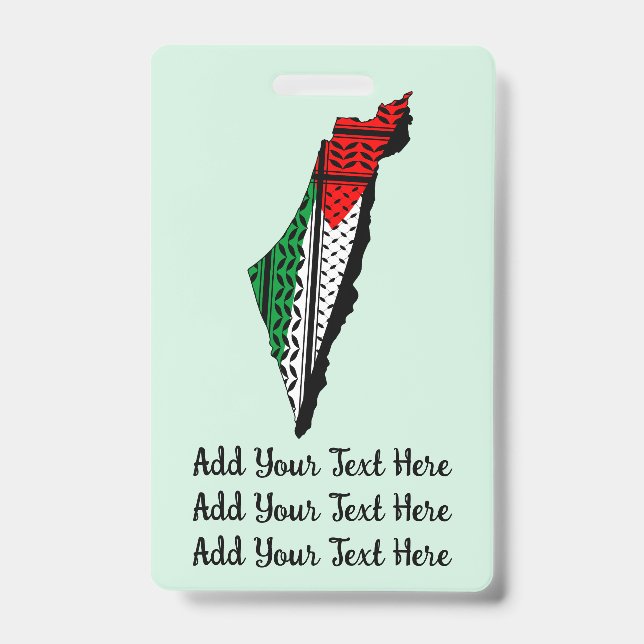Badge Carte de Palestine avec drapeau et Motif Keffiyeg (Avant)
