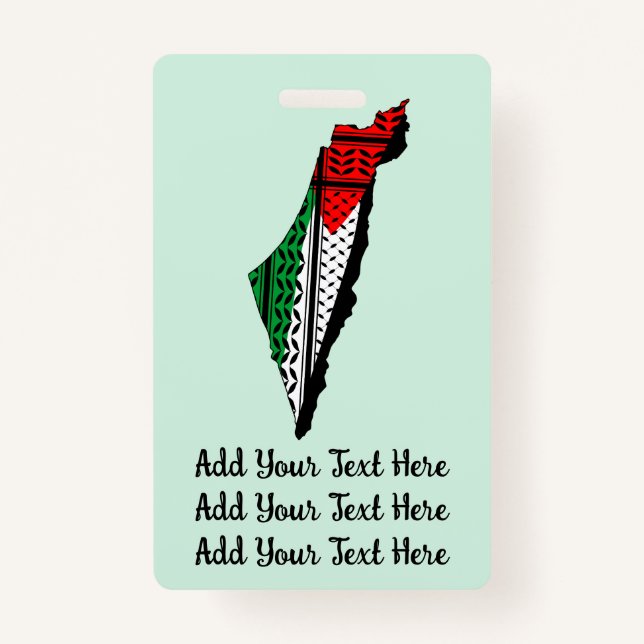 Badge Carte de Palestine avec drapeau et Motif Keffiyeg (Devant)