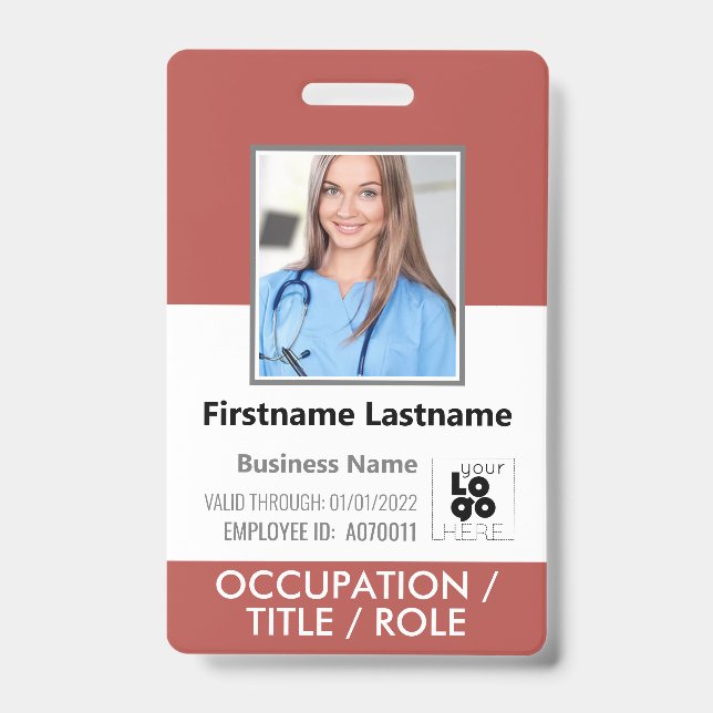 Badge Carte de photo de personnel avec code-barres et lo (Avant)
