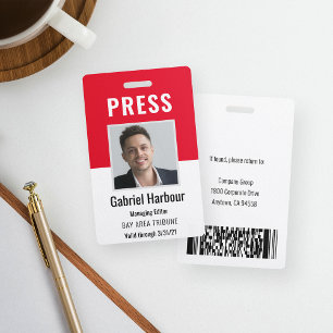 Badge Carte de presse avec photo d'identité de journalis