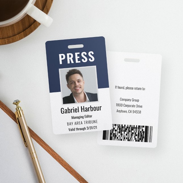 Badge Carte de presse de l'ID photo de l'employé (Créateur téléchargé)