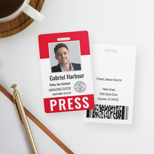 Badge Carte de presse personnalisée avec photo et logo (Créateur téléchargé)