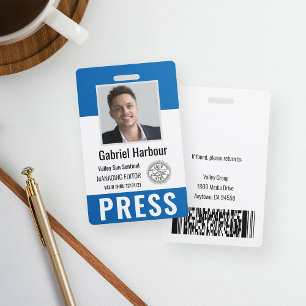 Badge Carte de presse personnalisée avec photo et logo