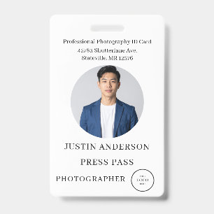 Badge Carte de presse personnalisée pour photographe jou