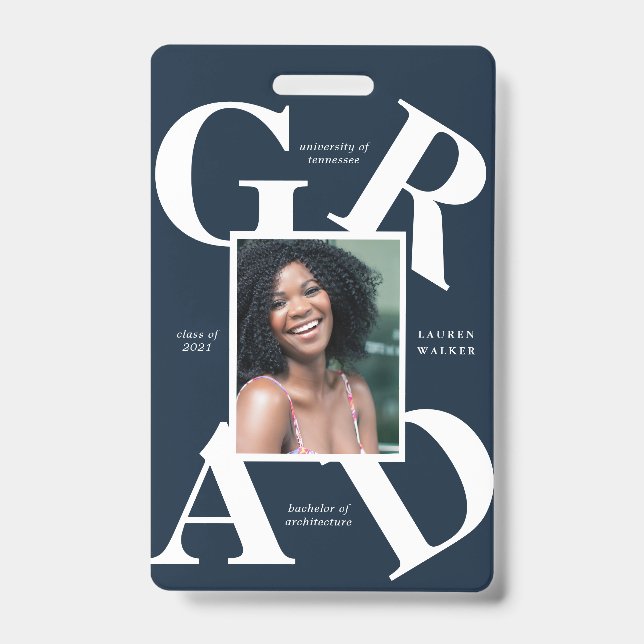 Badge carte de remise de diplôme couleurs de l'école en  (Avant)