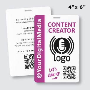 Badge Carte de réseau pour créateurs de contenu moderne 