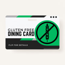 Carte de sécurité du restaurant pour repas sans gl