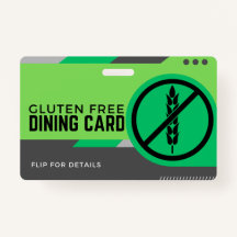Carte de sécurité du restaurant pour repas sans gl