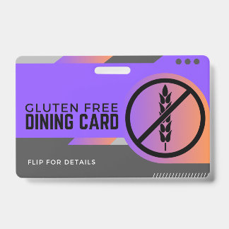 Badge Carte de sécurité pour les restaurants sans gluten