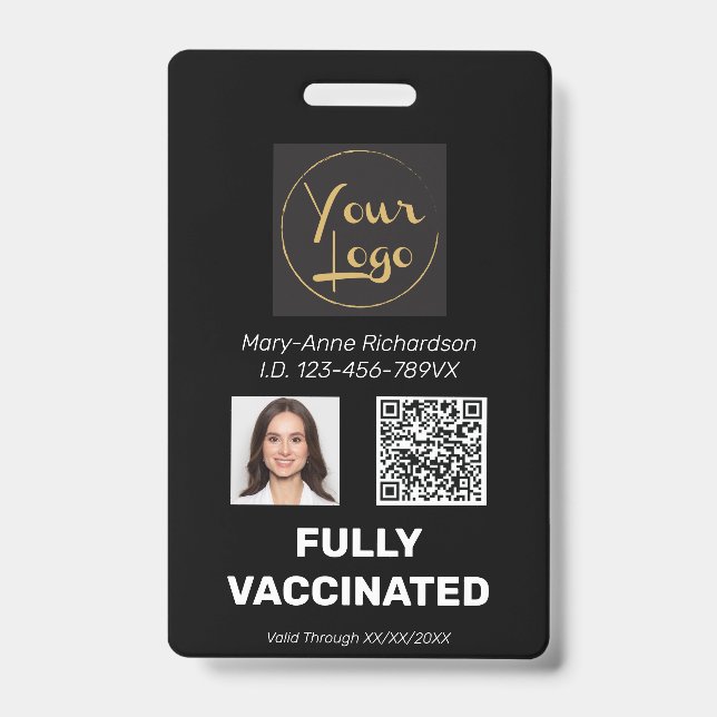Badge Carte de vaccination avec code QR pour photo d'ide (Avant)