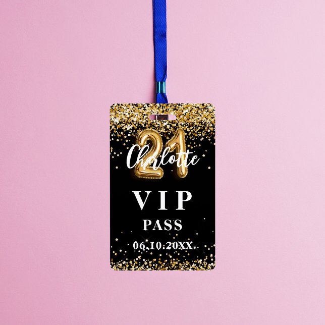 Badge carte de vip anniversaire 21 ans noir or (Créateur téléchargé)