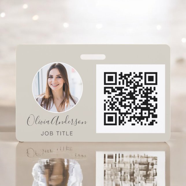 Badge Carte de visite avec code QR et photo ton terre (Créateur téléchargé)