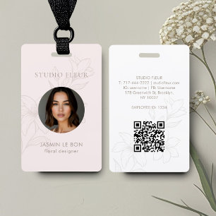 Badge Carte de visite carrée florale minimale chic rose